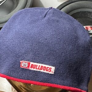 Bulldogs 2 way Navy Beanie with Red Trim 
OR 
Red Beanie with Blue trim!